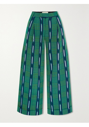 LUKHANYO MDINGI - Wide-leg Cotton-jacquard Pants - Green - small,medium,large,x large
