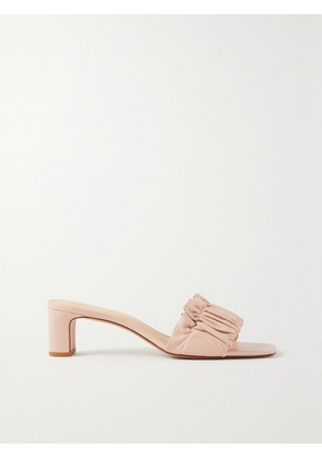 REFORMATION - Shereen Ruched Leather Mules - Pink - US5,US5.5,US6,US6.5,US7,US7.5,US8,US8.5,US9,US9.5,US10,US10.5,US11