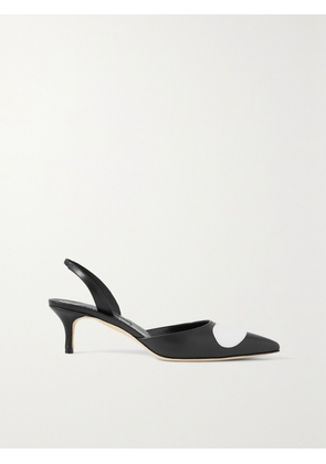 Manolo Blahnik - Scusli 50 Two-tone Leather Slingback Pumps - Black - IT36,IT36.5,IT37,IT37.5,IT38,IT38.5,IT39,IT39.5,IT40,IT40.5,IT41,IT41.5,IT42