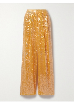 LAPOINTE - Pleated Sequined Crepe Straight-leg Pants - Orange - US0,US2,US4,US6,US8,US12