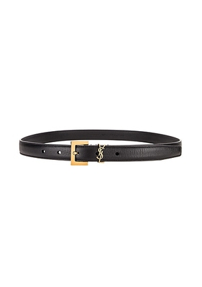 Saint Laurent Logo Leather Belt in Black - Black. Size 65 (also in 70).