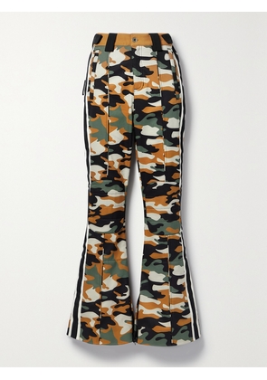 P.E NATION - Chicane Grosgrain-trimmed Camouflage-print Recycled Flared Ski Pants - Green - xx small,x small,small,medium,large