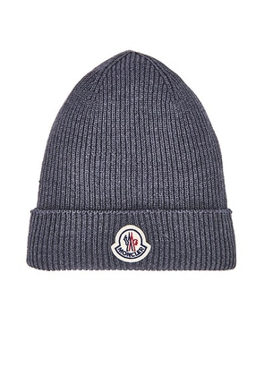 Moncler Logo Beanie in Charcoal - Black. Size all.