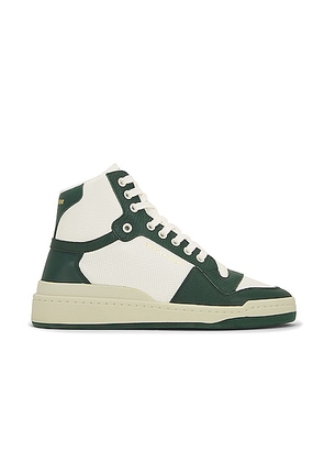 Saint Laurent SL24 Mid Top Sneaker in White & Green - White,Green. Size 40 (also in ).