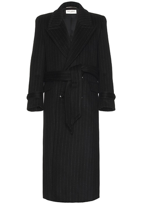Saint Laurent Manteau Crante Coat in Noir - Black. Size 48 (also in 50, 52).