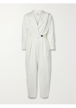 Carolina Herrera - Pleated Cotton-blend Twill Jumpsuit - White - US2,US4,US6,US8,US10,US12,US14,US16
