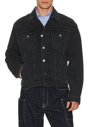 Kenzo Boke Flower Trucker Jacket in Stone Bleached Black Denim - Black. Size S (also in L, M, XL/1X).