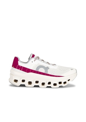 On Cloudmonster Sneaker in Ivory & Grenadine - Pink. Size 5 (also in 10, 7, 7.5, 8, 8.5, 9, 9.5).