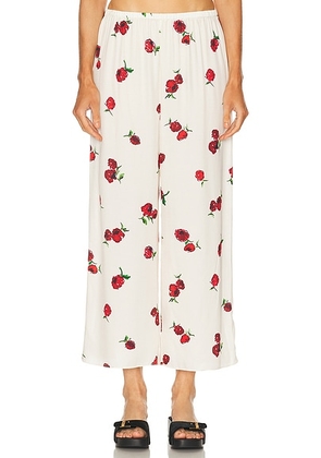 KHAITE Mindy Pant in Raspberry & Cream - Cream. Size L (also in M, S).