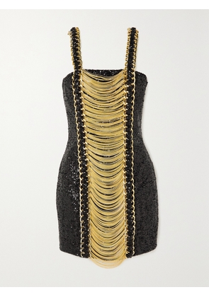 Balmain - Embellished Sequined Chiffon Mini Dress - Black - FR 34,FR 36,FR 38,FR 40