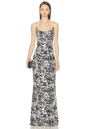The New Arrivals by Ilkyaz Ozel Maxi Dress in Zebra Exotique - Black. Size 34 (also in 36, 38, 40).