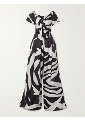 TONGORO - + Net Sustain Jambaal Cutout Printed Satin Jumpsuit - Black - x small,small,medium,large,x large