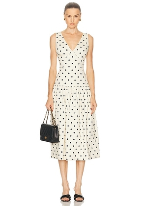 L'Academie by Marianna Polina Midi Dress in Maude Dot - Cream. Size XL (also in L, M, XXS).