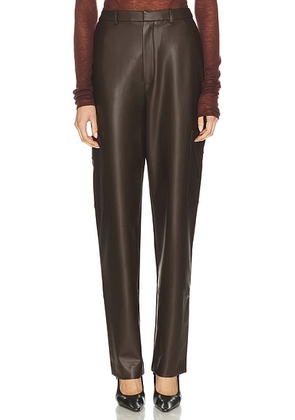 Lapointe Stretch Stretch Faux Leather Tapered Trouser in Dark Brown - Chocolate. Size 0 (also in 2, 4, 6, 8).