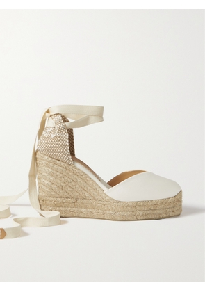 CASTAÑER - + Net Sustain Chiara 100 Satin And Canvas Wedge Espadrilles - White - IT35,IT36,IT37,IT38,IT39,IT40,IT41