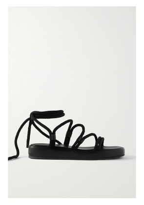 Gianvito Rossi - Lace-up Leather-trimmed Rope Sandals - Black - IT35,IT35.5,IT36,IT36.5,IT37,IT37.5,IT38,IT38.5,IT39,IT39.5,IT40,IT40.5,IT41,IT41.5,IT42