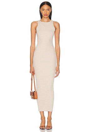 L'Academie by Marianna Vespera Midi Dress in White & Beige - Beige. Size M (also in L, XL).