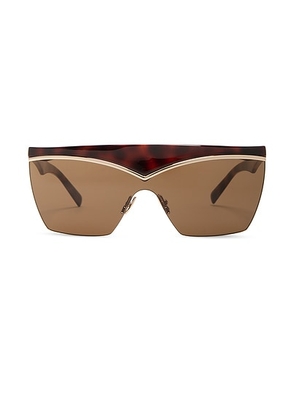 Saint Laurent SL 614 Mask Sunglasses in Havana - Brown. Size all.
