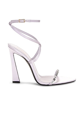 Saint Laurent Gippy 110 Sandal in Poly Grey & Crystal - Lavender. Size 36 (also in 38.5, 39, 40, 41).