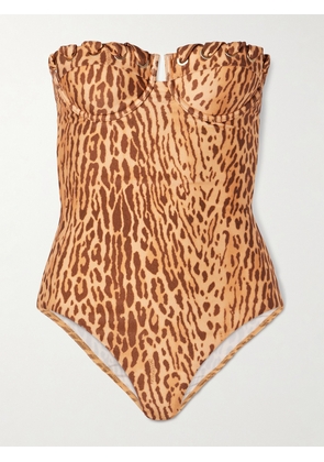 Zimmermann - Cascadian Whipstitched Leopard-print Underwired Swimsuit - Brown - 3 C/D,0 A/B,4 C/D,1 A/B,2 A/B,2 C/D