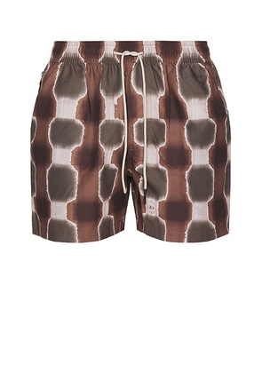 OAS Sable Totemic Swim Shorts in Multi - Brown. Size L (also in M).