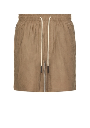 OAS Taupe Linen Shorts in Brown - Brown. Size L (also in XL/1X).
