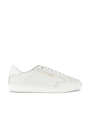 Saint Laurent SL /10 Low Top Sneaker in Optic White & Optic White - Black. Size 41 (also in 40).