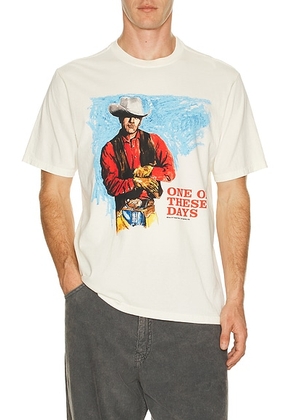 ONE OF THESE DAYS Heaven Can Wait Tee in Bone - White. Size L (also in M, S, XL/1X).