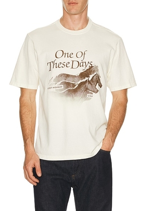 ONE OF THESE DAYS Lost Highway Tee in Bone - White. Size L (also in M, S, XL/1X).