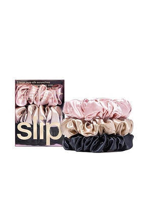 Slip Large Scrunchies Set Of 3 in Black  Pink & Caramel - Beauty: NA. Size all.