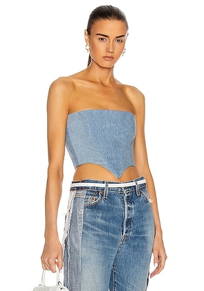 SAMI MIRO VINTAGE Corset Top in Denim - Denim-Light. Size XL (also in L, S).