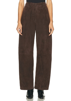 NOUR HAMMOUR Barrel Suede Pant in Mocha - Brown. Size 34 (also in 36, 38).