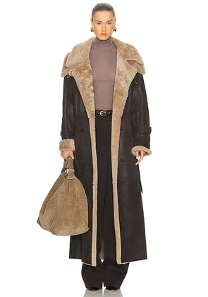 Karen Arcanjo Tyben Coat in Brown - Brown. Size 34/36 (also in 38/40).