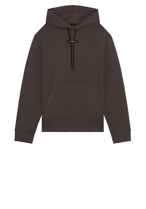 On Focus Tech Hoodie in Pebble - Brown. Size M (also in XL/1X).