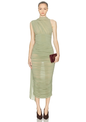 Magda Butrym Ruched Long Dress in Green - Sage. Size 34 (also in 40).