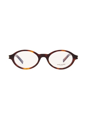 Saint Laurent Jeanne Optical Eyeglasses in Havana & Transparent - Brown. Size all.