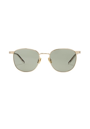 Saint Laurent Circular Sunglasses in Gold  Crystal  & Green - Metallic Gold. Size all.