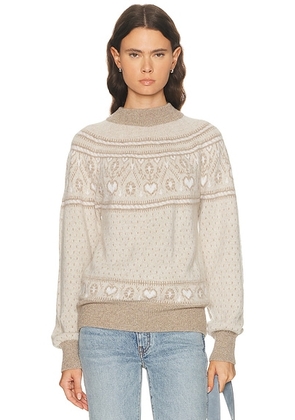 KHAITE Guy Cashmere Sweater in Light Multi - Beige. Size L (also in M, S).
