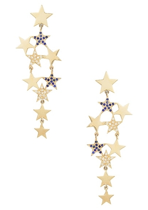 Siena Jewelry Star Earring in 14k Yellow Gold  Diamond  & Sapphire - Metallic Gold. Size all.