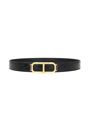 TOM FORD Croc Stadium Belt in Black - Black. Size 85 (also in 90).
