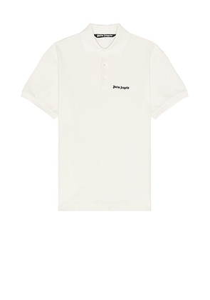 Palm Angels Classic Logo Embroidered Polo in Off White - White. Size L (also in ).