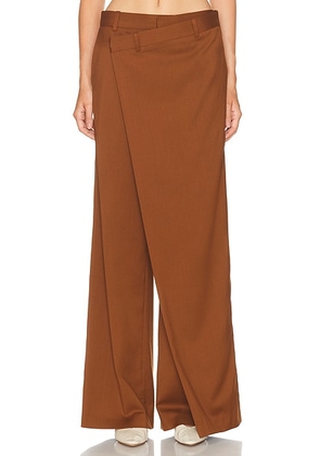 Monse Fold-over Front Trouser in Brown - Brown. Size 0 (also in 2, 4, 6, 8).