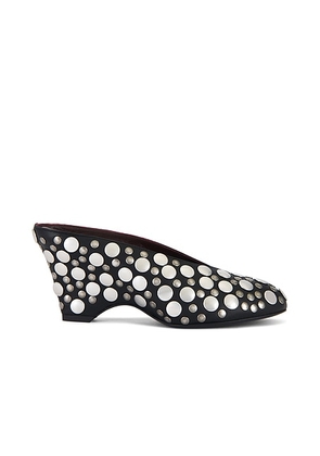 KHAITE Cloak Stud Mule in Black - Metallic Silver. Size 36.5 (also in 37, 37.5, 38, 38.5, 39, 39.5, 40).