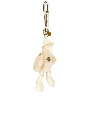 Moncler Duck Key Ring in Cream - Ivory. Size all.