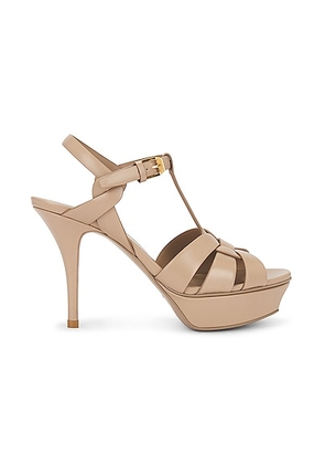 Saint Laurent Tribute Platform Sandal in Dark Beige - Beige. Size 39.5 (also in 40.5).