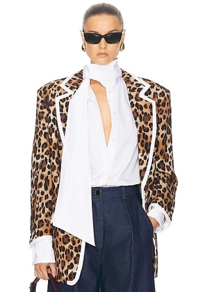 Rowen Rose Oversized Signature Blazer in Leopard - Brown. Size S (also in XS).