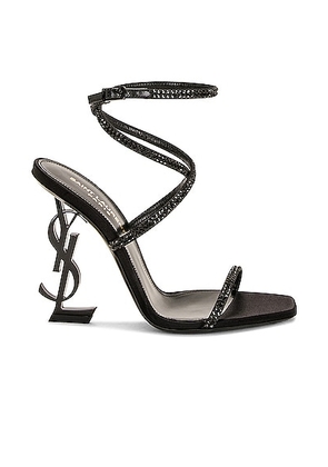 Saint Laurent Opyum Crystal Sandal in Nero & Jet - Black. Size 36.5 (also in 38.5, 39.5, 40).