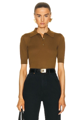 Saint Laurent Short Sleeve Polo Shirt in Khaki - Brown. Size XL (also in M).