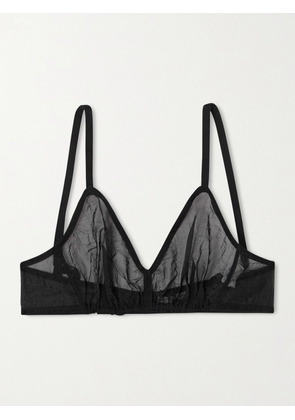 Calvin Klein Collection - Solen Crinkled-organza Soft-cup Triangle Bra - Black - x small,small,medium,large