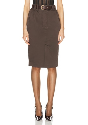 Saint Laurent Pencil Skirt in Dark Brown - Army. Size 28 (also in ).
